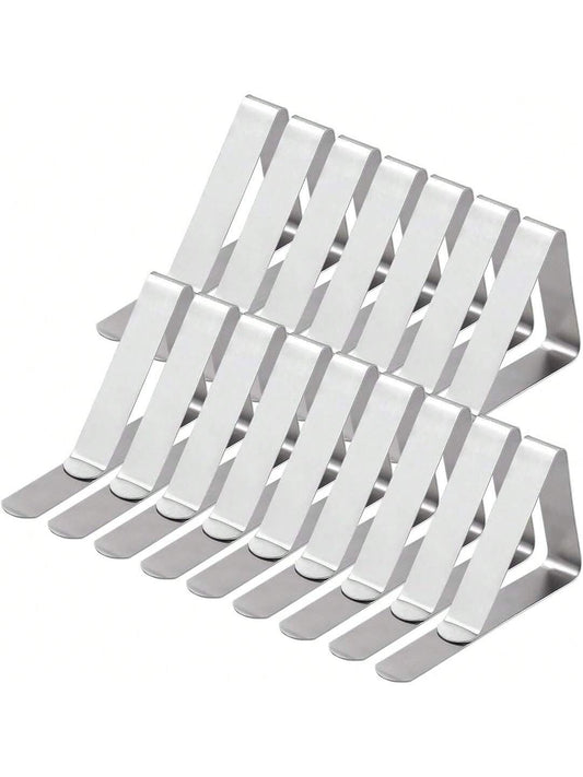 SOL 16pk Stainless Steel Tablecloth Clips - Metal Table Clips For Tablecloths, Party Tables, Indoor & Outdoor Use - Durable Tablecloth Holders
