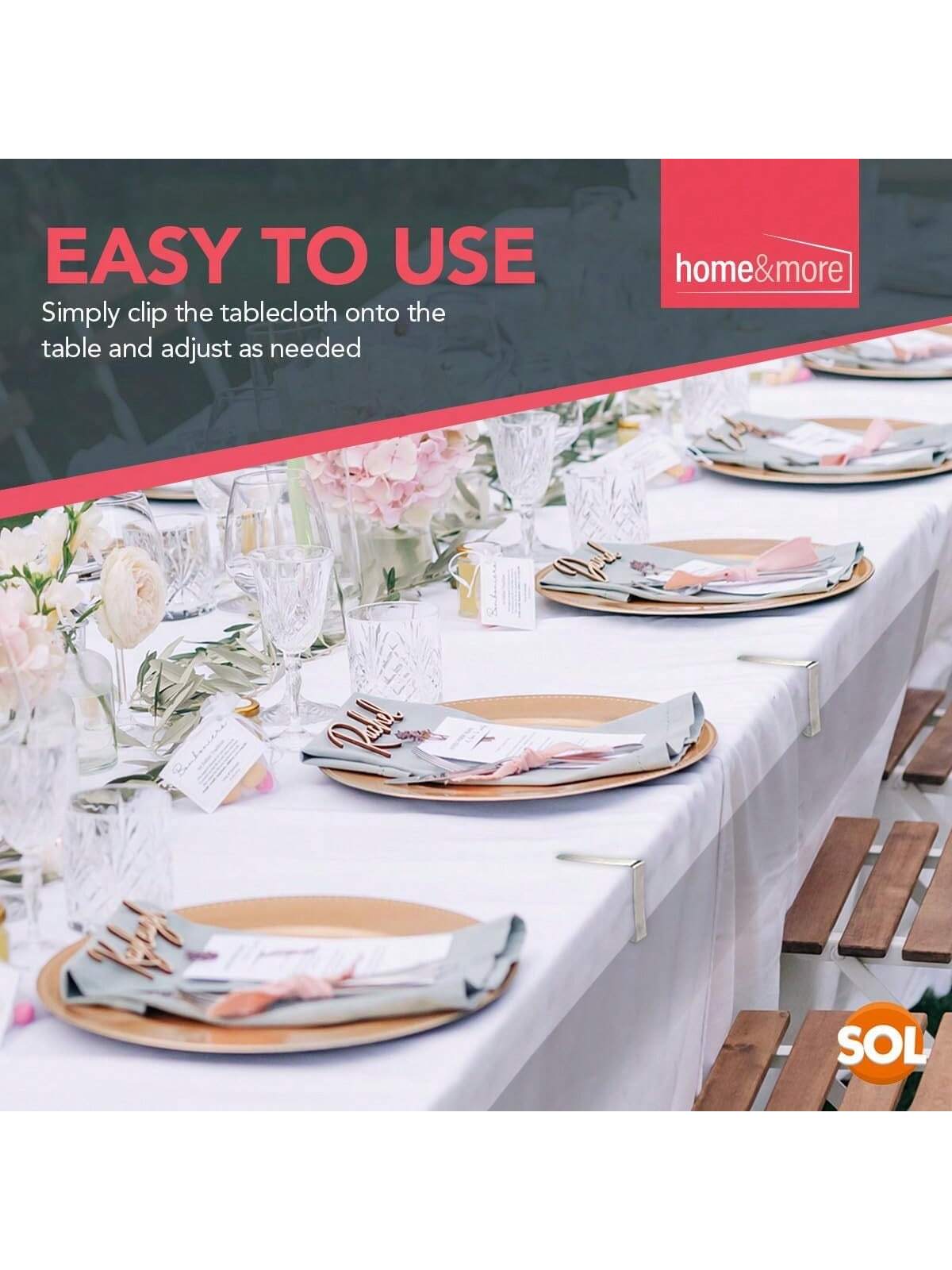 SOL 16pk Stainless Steel Tablecloth Clips - Metal Table Clips For Tablecloths, Party Tables, Indoor & Outdoor Use - Durable Tablecloth Holders
