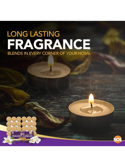 SOL 30pk Tea Light Candles Indulgent Vanilla – 3.5 Hour Burn Time, Scented Tea Lights Candles, Long-Lasting & Ideal Home Decor, Relaxation, Romantic Dinners, Weddings, Cosy Evenings & Special Occasion