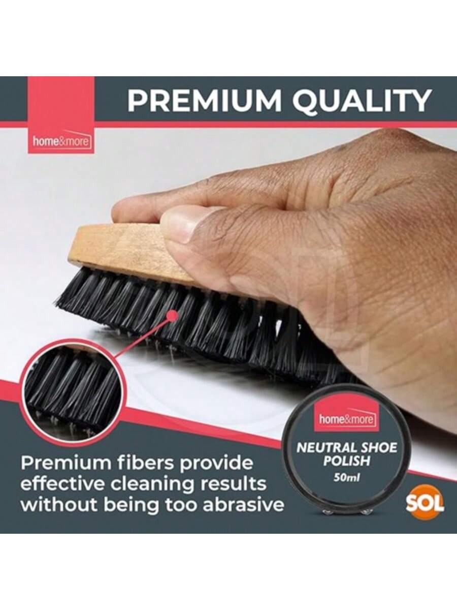 SOL 2pk Shoe Brush Set & 3 Neutral Shoe Polish – Leather Boot Polish Kit – Includes Soft & Stiff Brushes, 3 Wax Tins For Leather Shoe Care, Cleaning, Conditioning, Shine & Scuff Protection