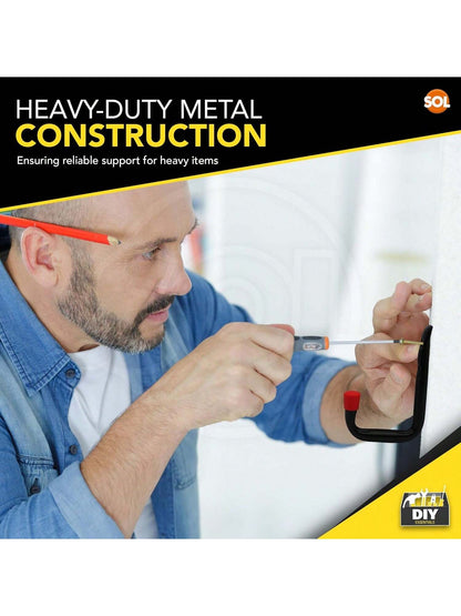 SOL 2pk All Purpose Metal Utility Hook – Heavy-Duty Wall-Mounted Hooks For Secure Storage – Ideal For Hanging Garden Tools, Bicycles, Ladders & DIY Equipment In Sheds, Garages & Workshops