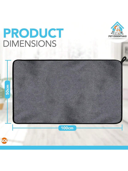 SOL Microfibre Towel For Dog, 100cmx50cm Dog Towel For Drying Dogs, Quick Dry Absorbent Pet Towels, Soft, Lightweight Pet Fabric For Drying Dogs, Puppies & Cats, Ideal For Indoor, Outdoor & Travel Use