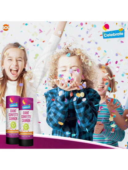 SOL 2pk Confetti Cannons Large - Giant Party Poppers Paper Cannon - Multicolour Papers Mix For Weddings, Birthdays, New Year's Eve, And Celebrations - Easy To Use, Perfect For Photos And Videos