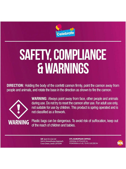 SOL 2pk Confetti Cannons Large - Giant Party Poppers Paper Cannon - Multicolour Papers Mix For Weddings, Birthdays, New Year's Eve, And Celebrations - Easy To Use, Perfect For Photos And Videos