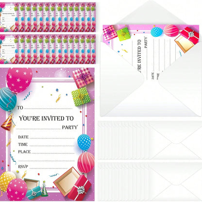 SOL 28x Pink RSVP Party Invitations With Envelopes - Premium Cardstock RSVP Invitation For All Occasions - Birthdays, Baby Showers, Christening, RSVP, Kids Childrens Parties Celebrations