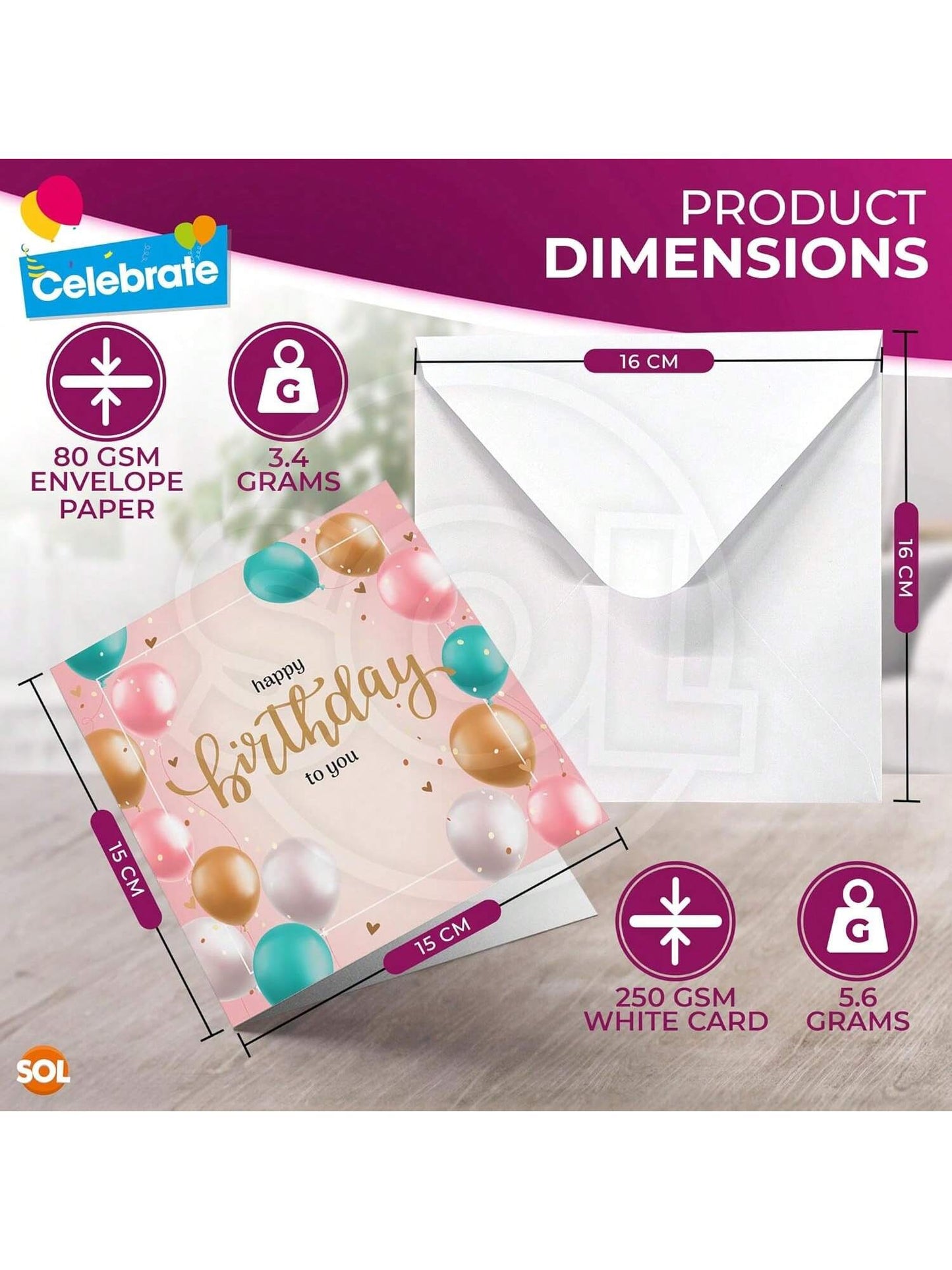 SOL 20pk Birthday Cards For Women Multipack & 20pcs Envelopes - 15x15cm Assorted Happy Birthday Cards For Her - Elegant Designs, Thoughtful Messages, Durable, Perfect For Creating Smiles And Memories