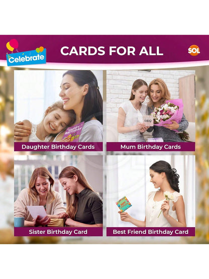 SOL 20pk Birthday Cards For Women Multipack & 20pcs Envelopes - 15x15cm Assorted Happy Birthday Cards For Her - Elegant Designs, Thoughtful Messages, Durable, Perfect For Creating Smiles And Memories