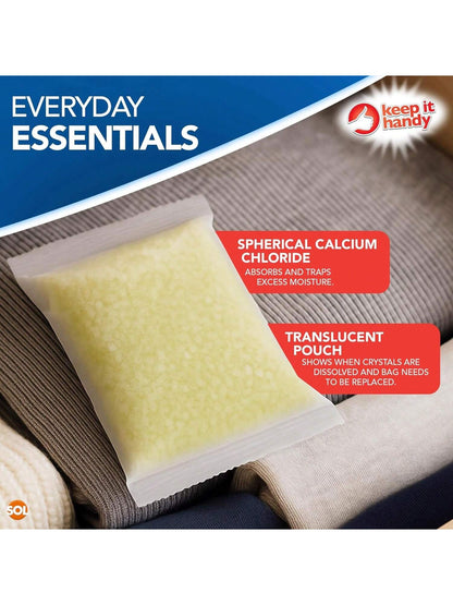 SOL 12pk Dehumidifier Bags - Interior Dehumidifiers Disposable For Home, Wardrobe & Car - Moisture Absorbers With Damp Control & Odor Removal - Compact & Portable - Fits In Small Area