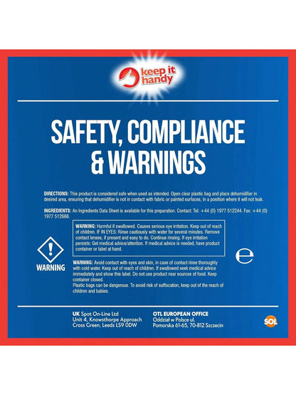 SOL 12pk Dehumidifier Bags - Interior Dehumidifiers Disposable For Home, Wardrobe & Car - Moisture Absorbers With Damp Control & Odor Removal - Compact & Portable - Fits In Small Area