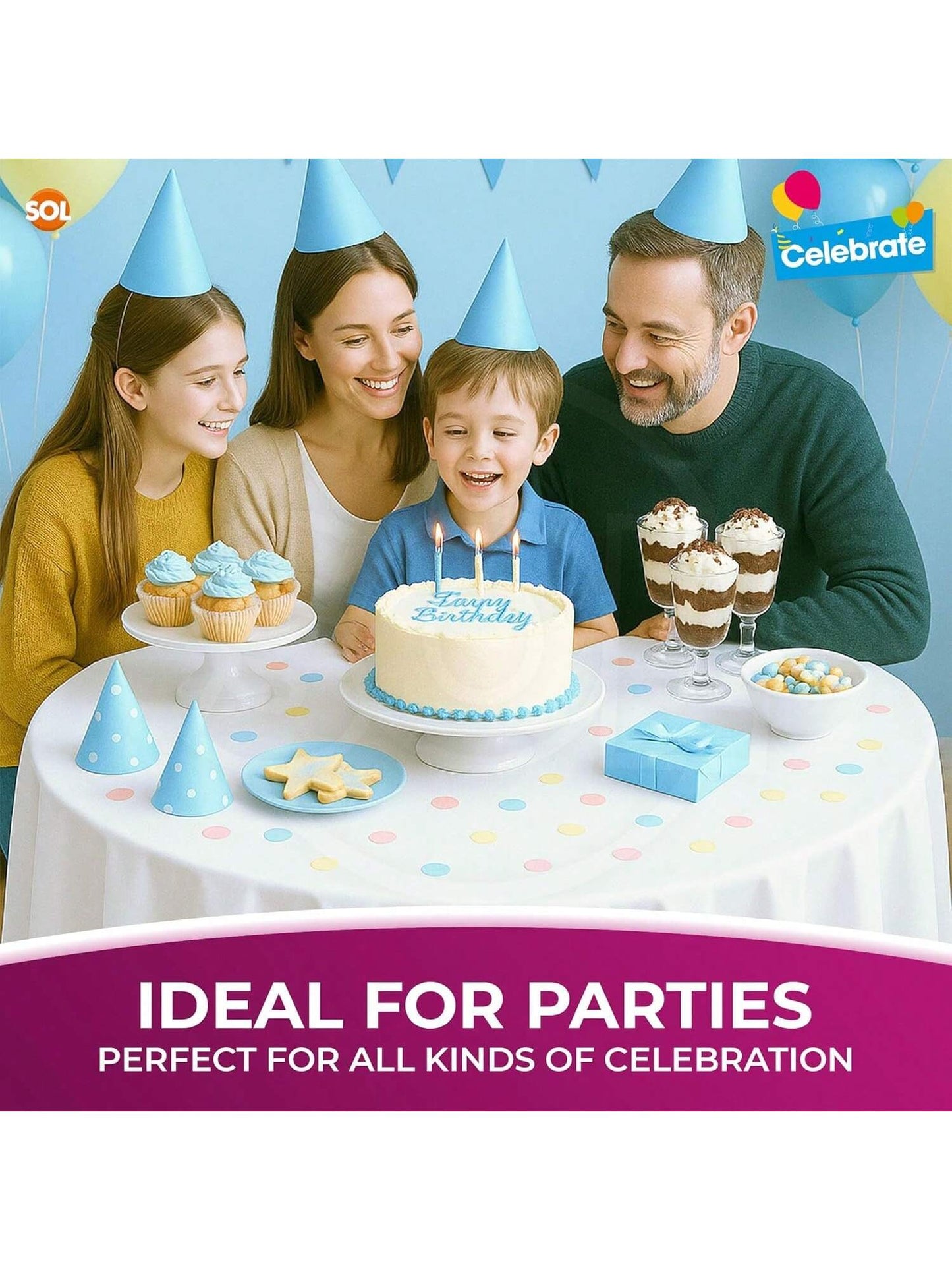 SOL 3pk White Round Table Cloth Disposable 140cm Plastic Circular Party Cover - Durable Spill Protection - For Christening, Weddings, Anniversaries, Buffets, Catering, Restaurants & Outdoor Events