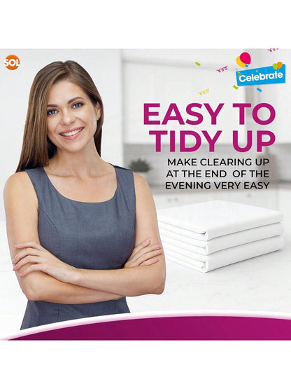 SOL 3pk White Round Table Cloth Disposable 140cm Plastic Circular Party Cover - Durable Spill Protection - For Christening, Weddings, Anniversaries, Buffets, Catering, Restaurants & Outdoor Events