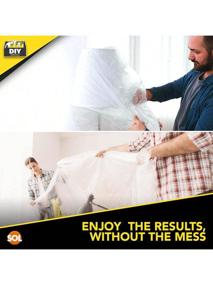 SOL 4pk Polythene Dust Sheets - Large 3.6m X 2.7m Plastic Sheets For Furniture & Painting, Dust Sheeting For Home Renovation, Durable Decorating Plastic Dust Covers