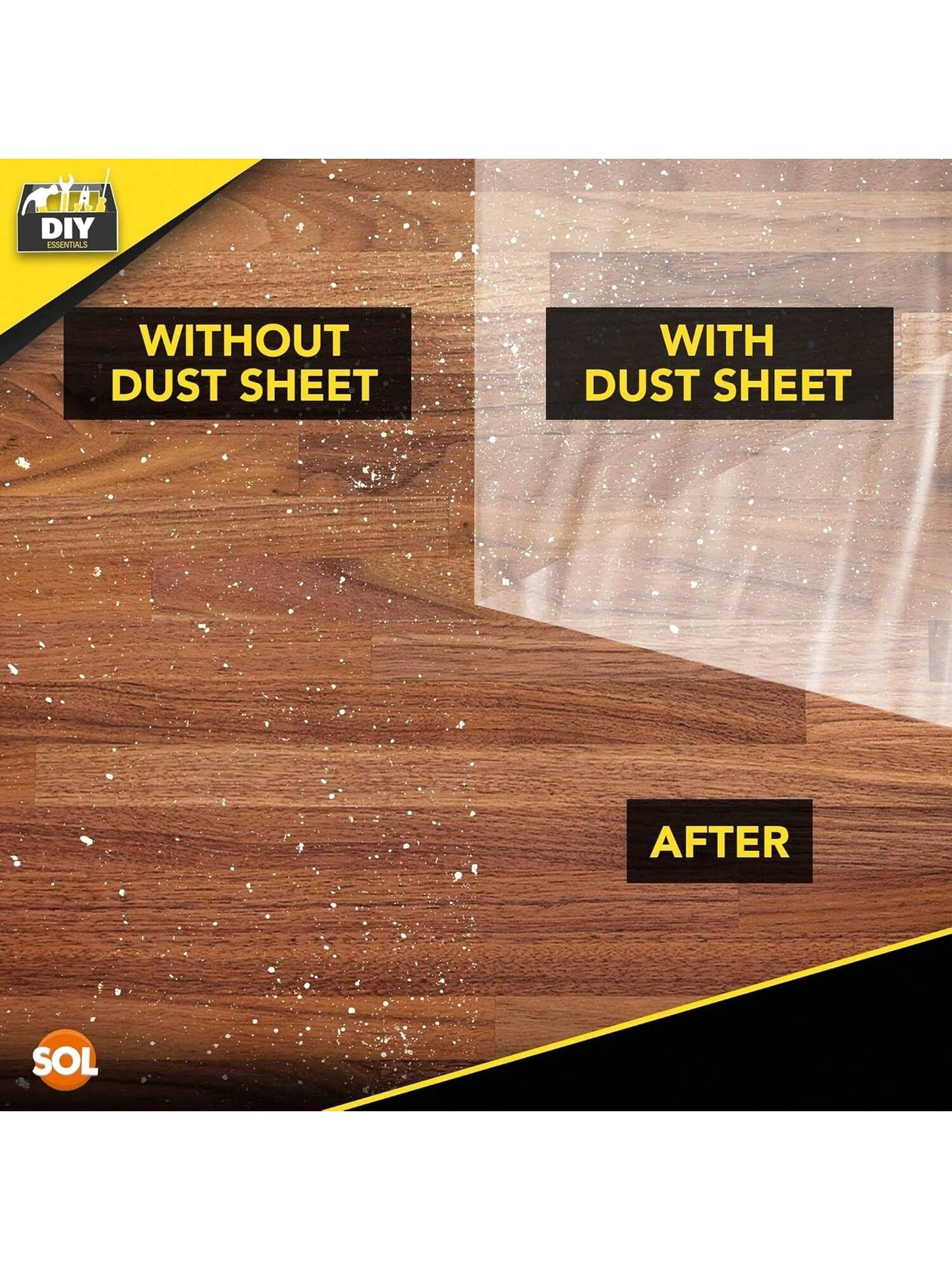 SOL 4pk Polythene Dust Sheets - Large 3.6m X 2.7m Plastic Sheets For Furniture & Painting, Dust Sheeting For Home Renovation, Durable Decorating Plastic Dust Covers
