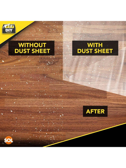 SOL 4pk Polythene Dust Sheets - Large 3.6m X 2.7m Plastic Sheets For Furniture & Painting, Dust Sheeting For Home Renovation, Durable Decorating Plastic Dust Covers