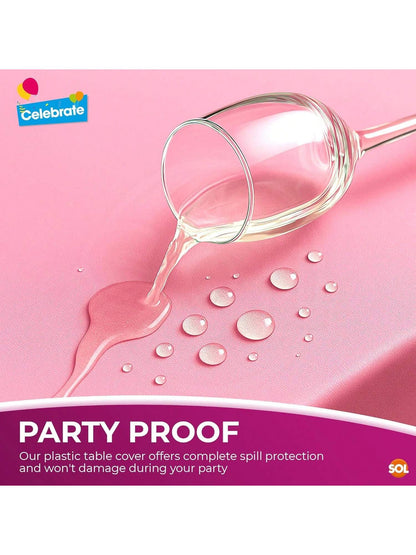 SOL 2pk Long Pink Table Cloth Party 274x137cm | Disposable Plastic Cover. Heavy Duty Spill Protection: Opaque Design For Girls Birthdays, Christening, Communion, Gender Reveals, Weddings & Events.