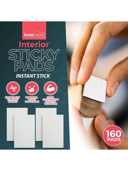 SOL 160pcs Interior Sticky Pads - 20mm Double-Sided Sticky Foam Pads For Wall Mounting, Card Making & Crafts - Heavy-Duty Square Adhesive Sticky Fixers