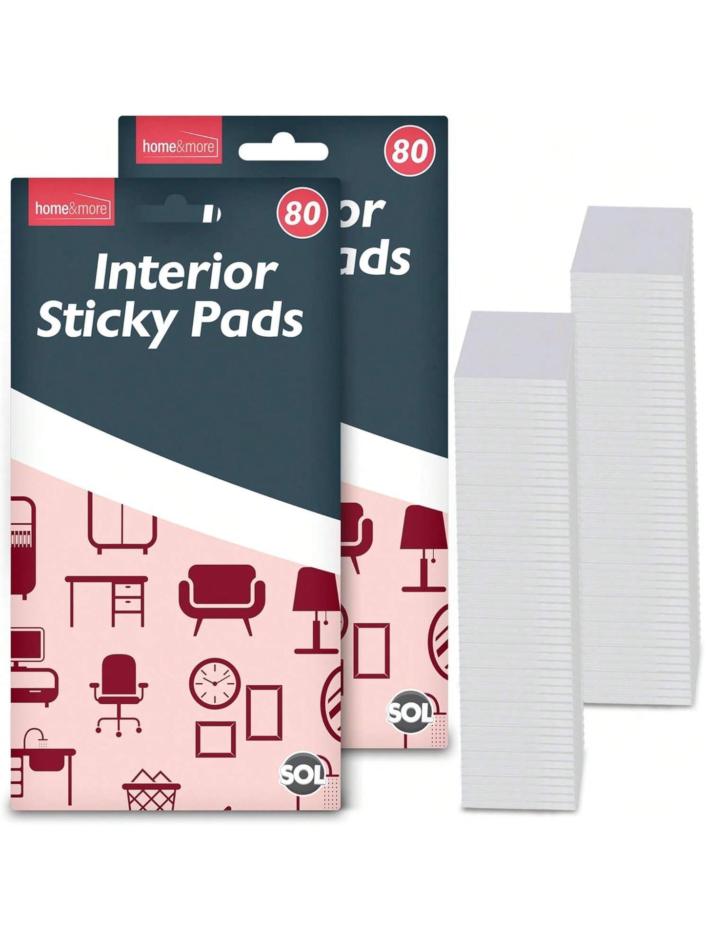 SOL 160pcs Interior Sticky Pads - 20mm Double-Sided Sticky Foam Pads For Wall Mounting, Card Making & Crafts - Heavy-Duty Square Adhesive Sticky Fixers