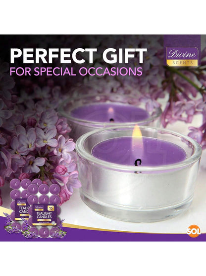 SOL 30pk Tea Light Candles Wild Lavenders – 3.5 Hour Burn Time, Scented Tea Lights Candles, Long-Lasting And Ideal Home Decor, Relaxation, Romantic Dinners, Weddings, Cosy Evenings & Special Occasion