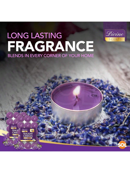 SOL 30pk Tea Light Candles Wild Lavenders – 3.5 Hour Burn Time, Scented Tea Lights Candles, Long-Lasting And Ideal Home Decor, Relaxation, Romantic Dinners, Weddings, Cosy Evenings & Special Occasion