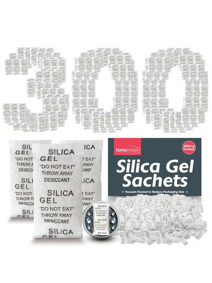 SOL 300pk Silica Gel Sachets For Clothes Container, Moisture Absorber Desiccant Sachets For Food Storage Contacts, Electronics & Bag, Compact, Lightweight & Durable Humidity Absorber Drying Agent Pack