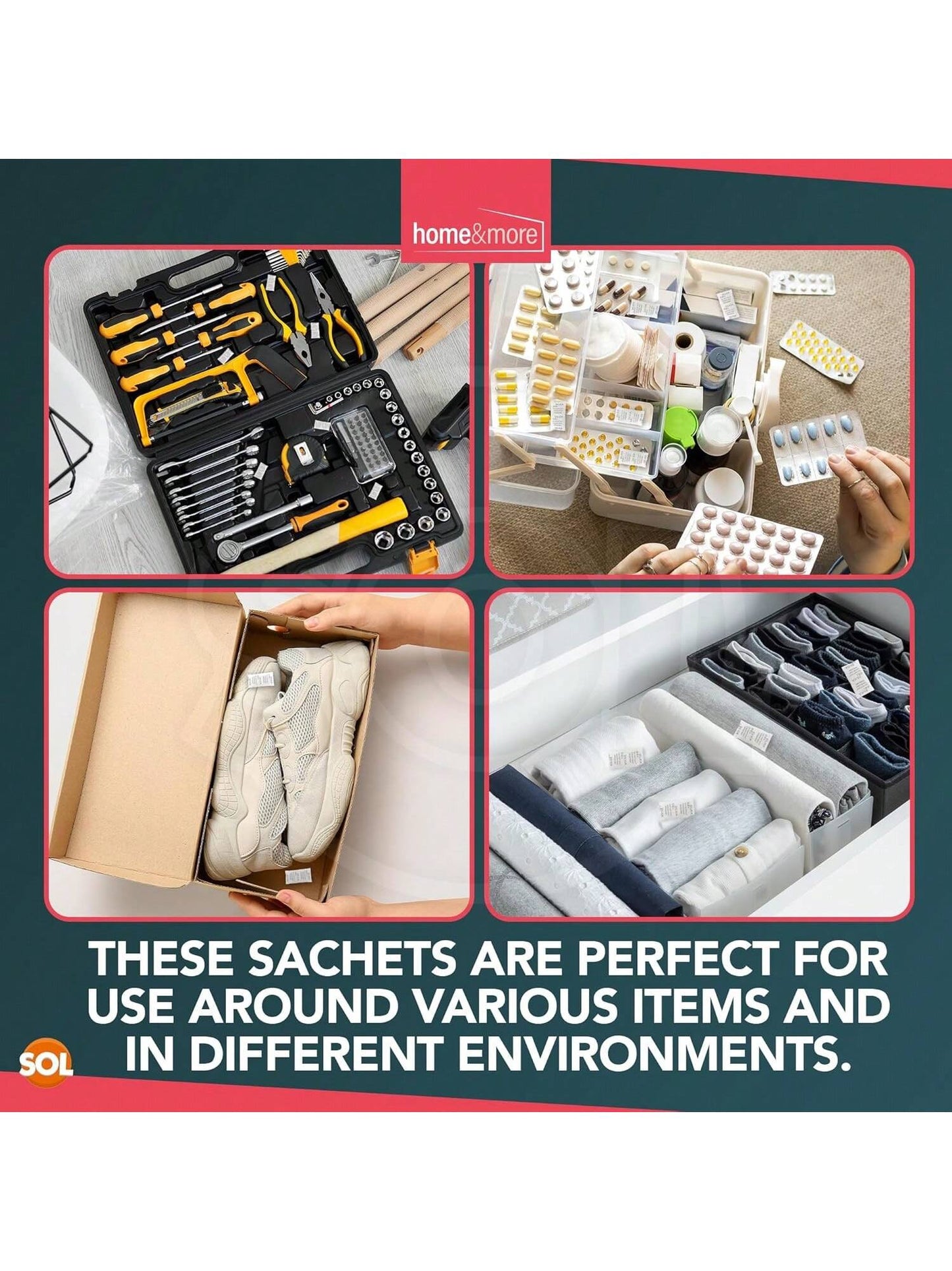 SOL 300pk Silica Gel Sachets For Clothes Container, Moisture Absorber Desiccant Sachets For Food Storage Contacts, Electronics & Bag, Compact, Lightweight & Durable Humidity Absorber Drying Agent Pack