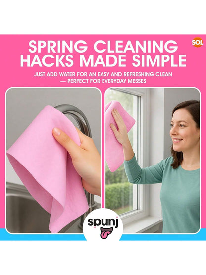 Spunj 2pk Ultra Thirsty Sponge Cloth Pink, 32x42cm Super Absorbent Cloth For Home, Holds 7x Its Weight In Water, Reusable And Durable, Ideal For Kitchen, Bathroom, And Household Cleaning