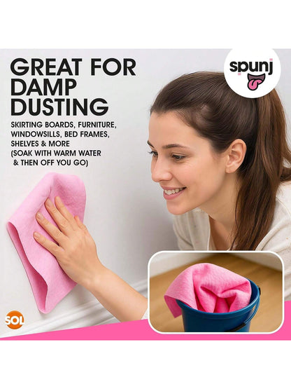 Spunj 2pk Ultra Thirsty Sponge Cloth Pink, 32x42cm Super Absorbent Cloth For Home, Holds 7x Its Weight In Water, Reusable And Durable, Ideal For Kitchen, Bathroom, And Household Cleaning
