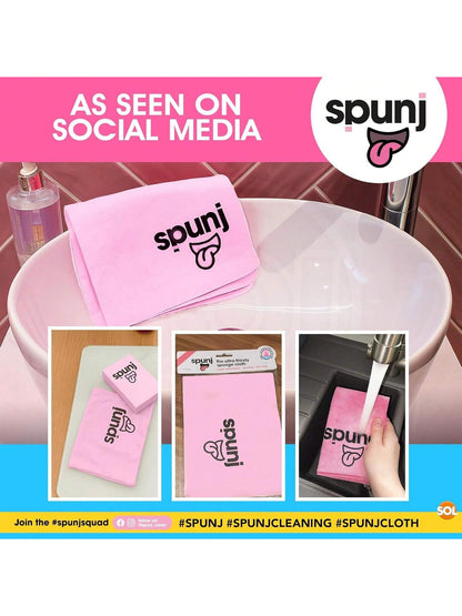 Spunj 2pk Ultra Thirsty Sponge Cloth Pink, 32x42cm Super Absorbent Cloth For Home, Holds 7x Its Weight In Water, Reusable And Durable, Ideal For Kitchen, Bathroom, And Household Cleaning