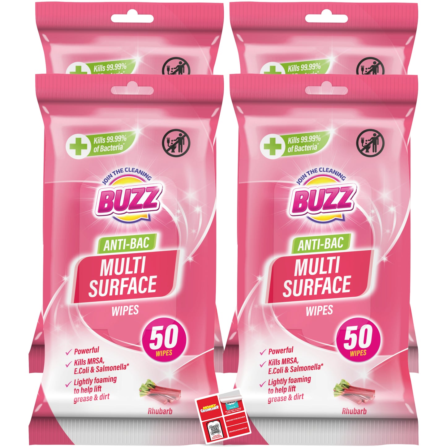 100-500 Antibac Surface Wipes Large | Rhubarb Anti Bac Household Cleaning
