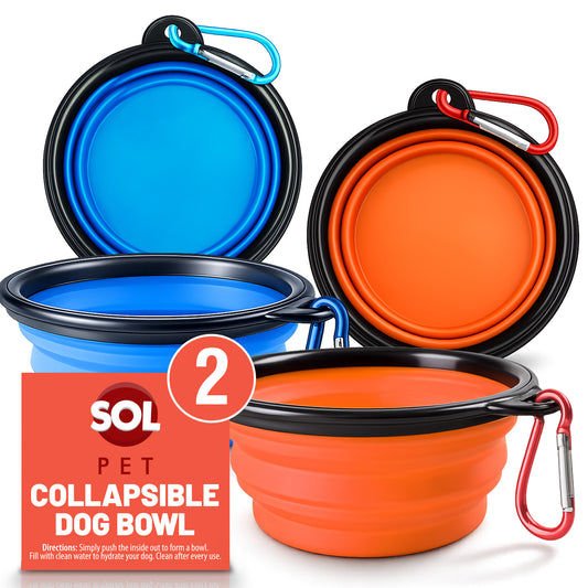 Collapsible Dog Bowls Silicone Travel Pet Dish – 2 Pack