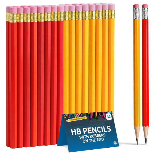 SOL 32-96 Strong HB Pencils with Eraser Rubber Tips Office School Drawing Art Craft