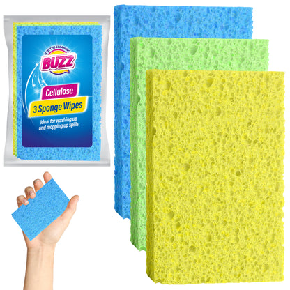 3-6pk Cellulose Sponge Wipes | Highly Absorbent Cleaning Cloths Kitchen Surface