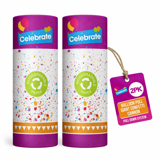 SOL 2pk Confetti Cannons Large - Giant Party Poppers Paper Cannon - Multicolour Papers Mix For Weddings, Birthdays, New Year's Eve, And Celebrations - Easy To Use, Perfect For Photos And Videos