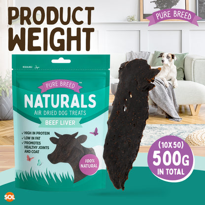Pure Breed 10pk Beef Liver Treats For Dogs - Natural Dog Treats 500g