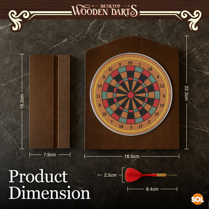 SOL Desktop Wooden Dart Board Set - Compact Tabletop Game for Ages 14+