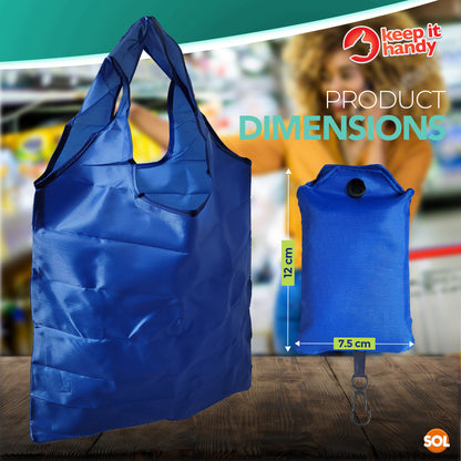 Reusable Foldable Shopping Bag In Pouch Ladies Eco Large Grocery Fold Away Tote