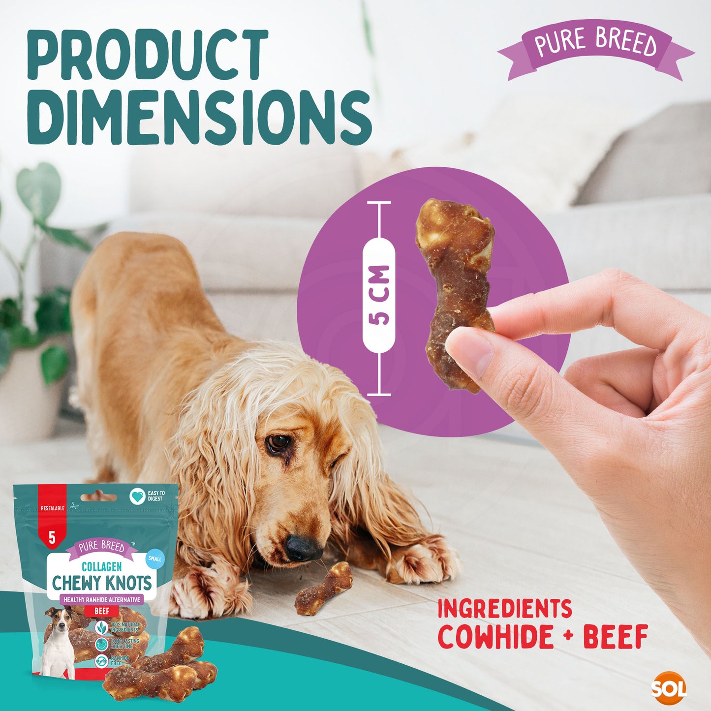 20-60pk Collagen Chewy Knots Beef Small Dog Chews Rawhide Free Reward Treats