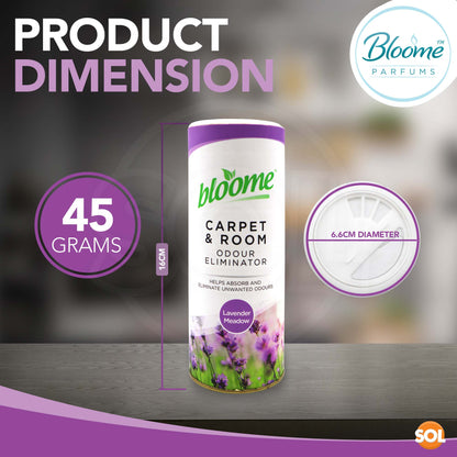 SOL 2pk Assorted Fragranced Carpet Freshener Pet Friendly Odour Eliminator, Carpet Deodoriser Powder Long Lasting Clean & Fresh Fragrance in Lavender and Orange Scents