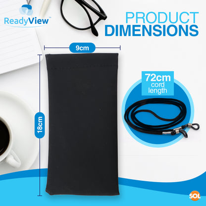 SOL 1pk Sunglasses Pouch & Cord, Soft Glasses Case for Men & Women Sunglasses Protective Glass Bag for Eyewear, Stylish & Durable Soft Pouch as Glasses Pouch & Cord Sticker