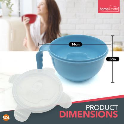 2-8pk Microwave Soup Bowl With Lid & Handle 900ml | Food Porridge Noodle Mug Cup