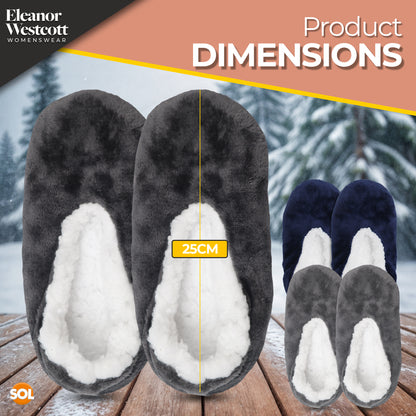 SOL Fluffy Women’s Slippers with Grippers - Super Soft Fleece Slippers for Women, 25cm - Warm and Cozy Petal Design, Soft Sole House Slippers for Comfort