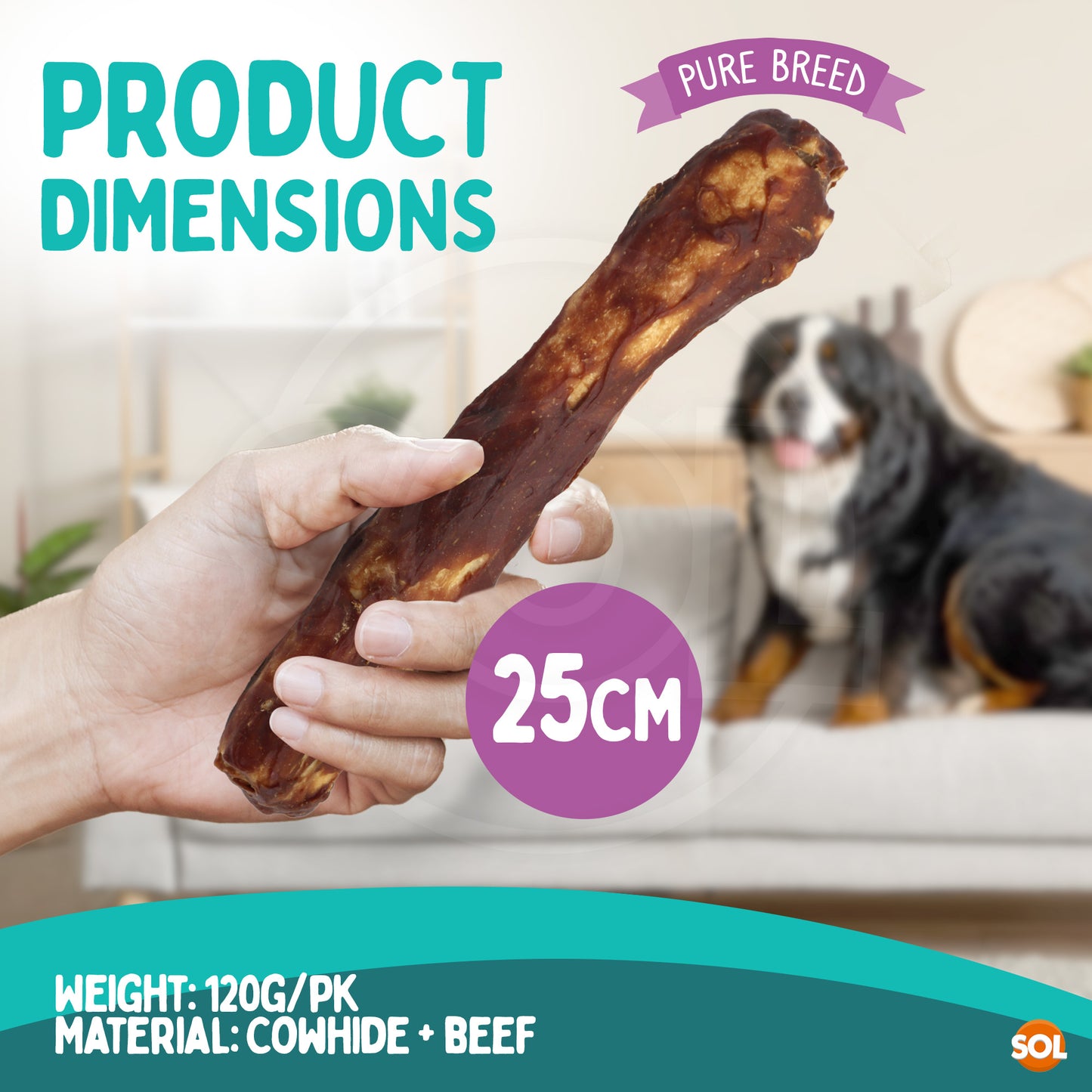 4-12pk Collagen Dog Treats Beef Chewy Rolls Large Long Lasting Easy Digest Joint