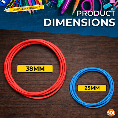 Strong Elastic Rubber Bands | Assorted Colours Home School Office | 800 Pack