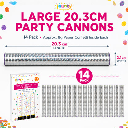 14pk Giant Confetti Tubes - Biodegradable Confetti Tubes 20cm