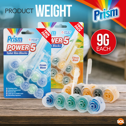 4pk Toilet Rim Blocks Multipack, Lemon & Ocean Fresh Scented Fragrance Cleaner with Foaming Action Limescale Prevention, Lasting Freshness in Every Flush, Daily Bathroom Odour Deodoriser 180g(45gx4)