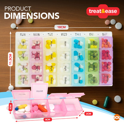 Treat & Ease Weekly Pill Organiser - 7 Day 4 Times a Day