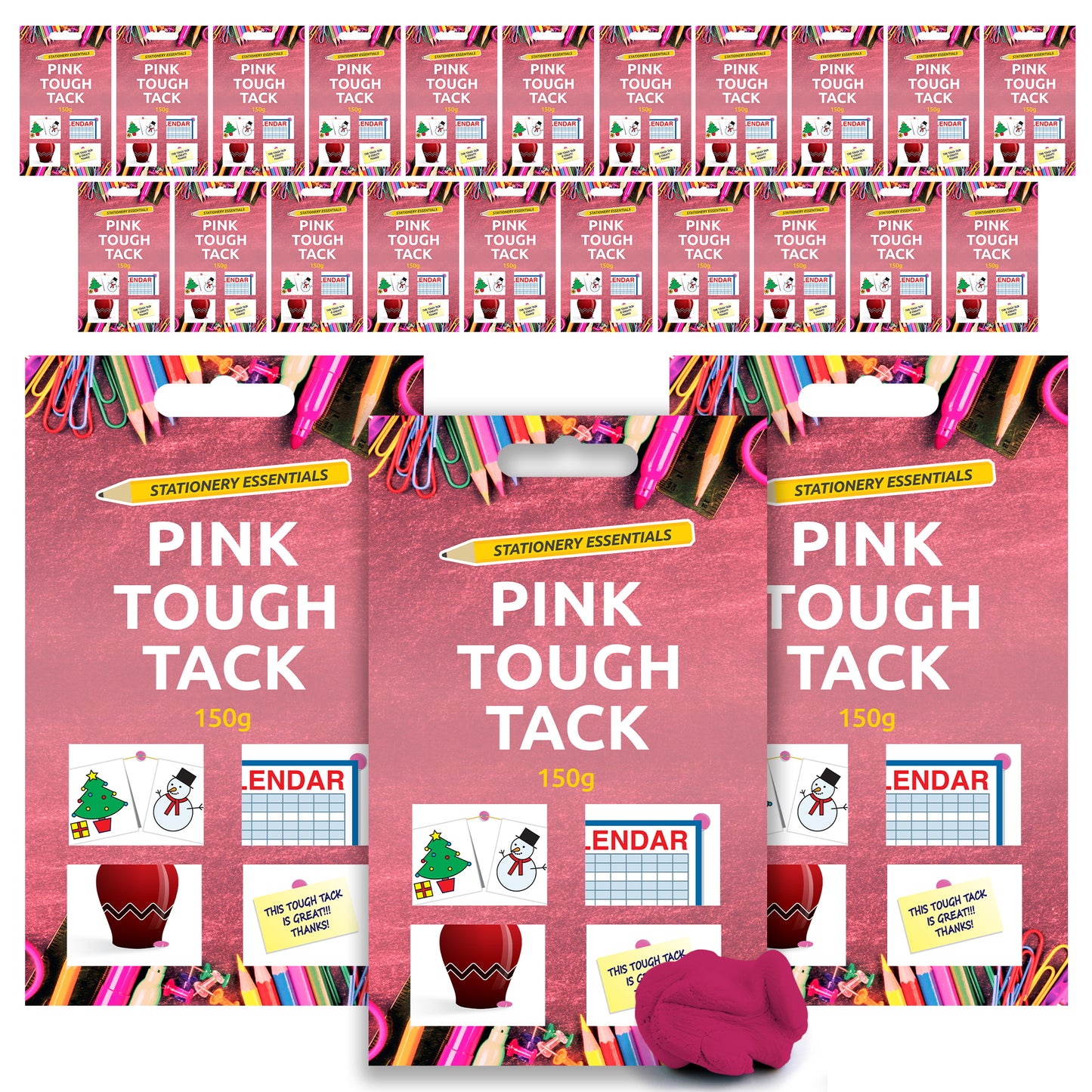 Pink Tack Tac 150g | Super Tough Reusable Handy Sticky Adhesive Putty Glue Blue