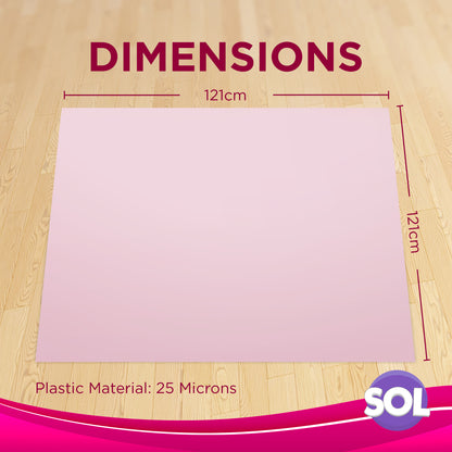 SOL 12pk Pink Table Cloths Party 121x121cm Plastic Cover Disposable for Parties - Heavy Duty Spill Protection - Opaque Design for Weddings, Buffets, Catering, Outdoor Events, Gender Reveals & More