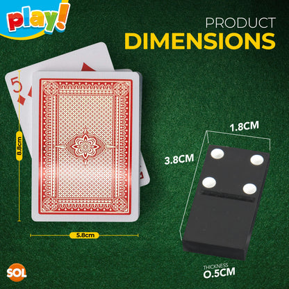 Playing Cards & Dominoes Game Set | 2 Pack Plastic Coated Cards + 28 Dominoes