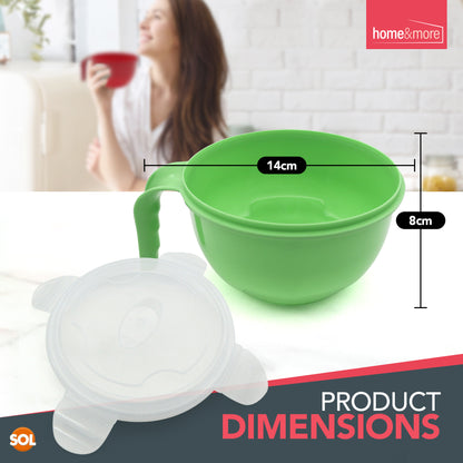 SOL 4pk Microwavable Containers with Vented Lids - 900ml Soup Mugs with Handles for Home & Office - Dishwasher-Safe Microwave Bowls with Leak-Proof Lids
